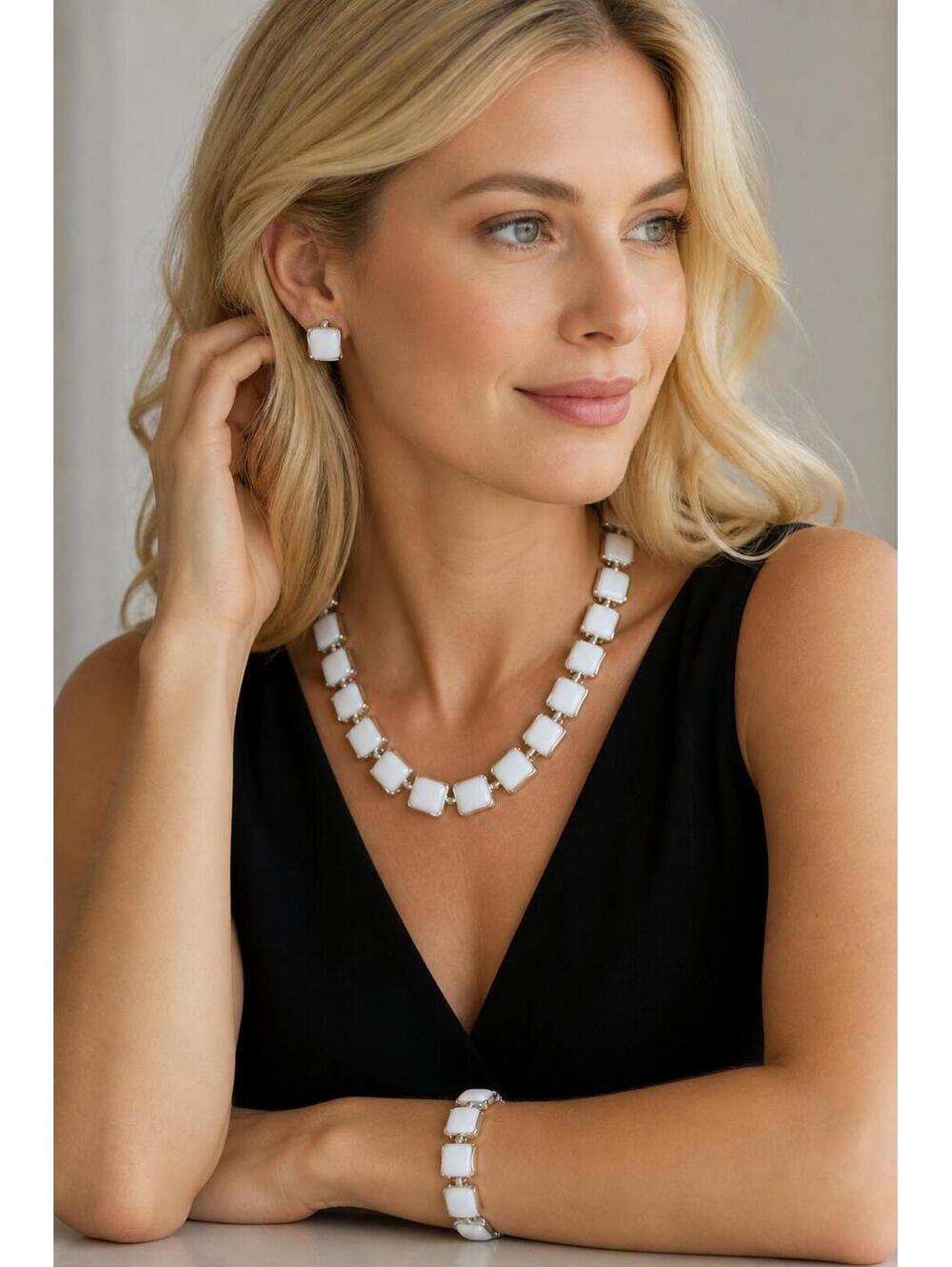 Vintage Coro White Thermoset Parure Necklace Set